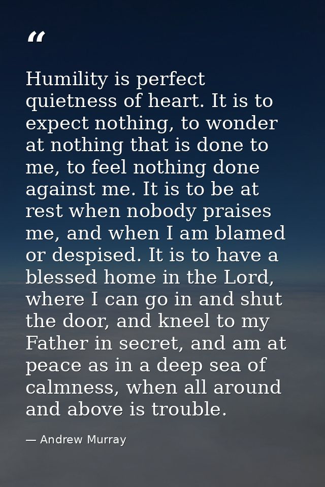 Humility is perfect quietness of heart. It is to expect nothing, to wonder at nothing that is done to me, to feel nothin — Andrew Murray