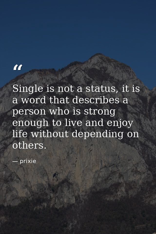 Single is not a status, it is a word that describes a person who is strong enough to live and enjoy life without dependi — prixie