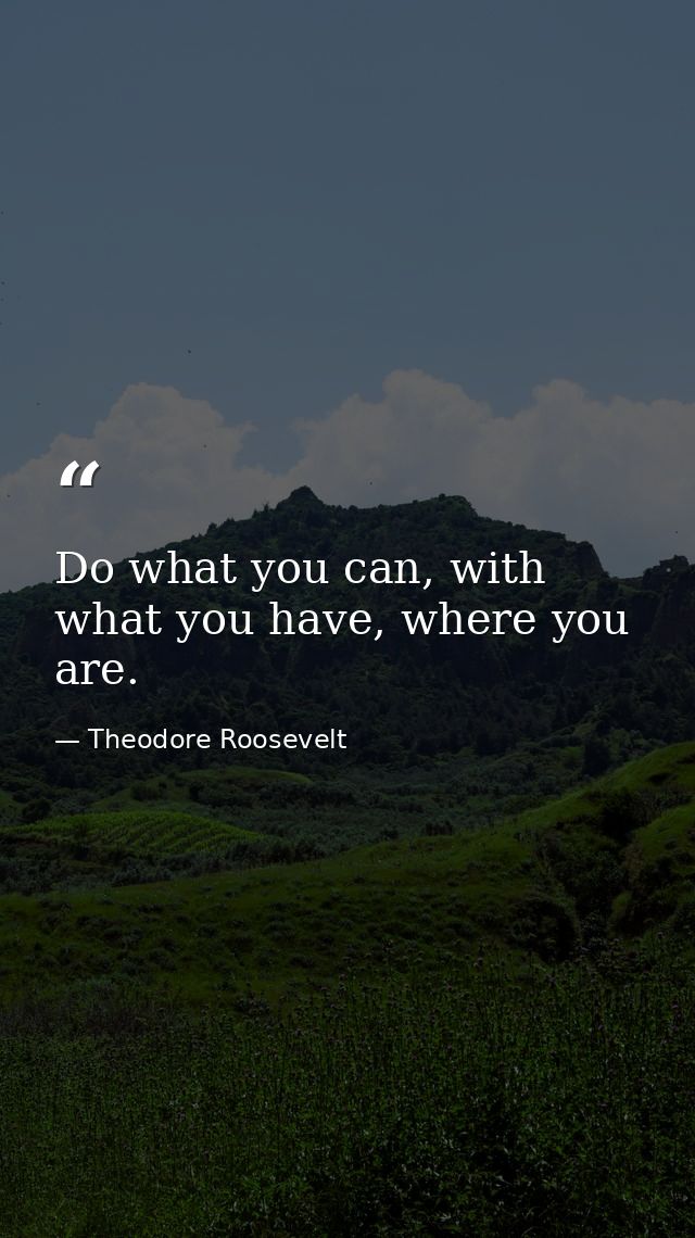 Do what you can, with what you have, where you are. — Theodore Roosevelt