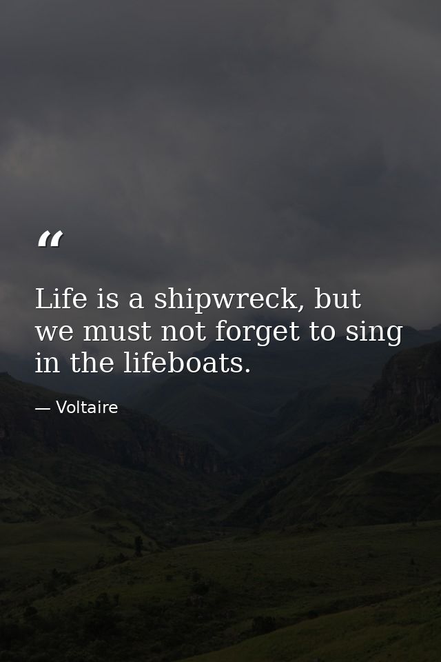 ‎Life is a shipwreck, but we must not forget to sing in the lifeboats. — Voltaire