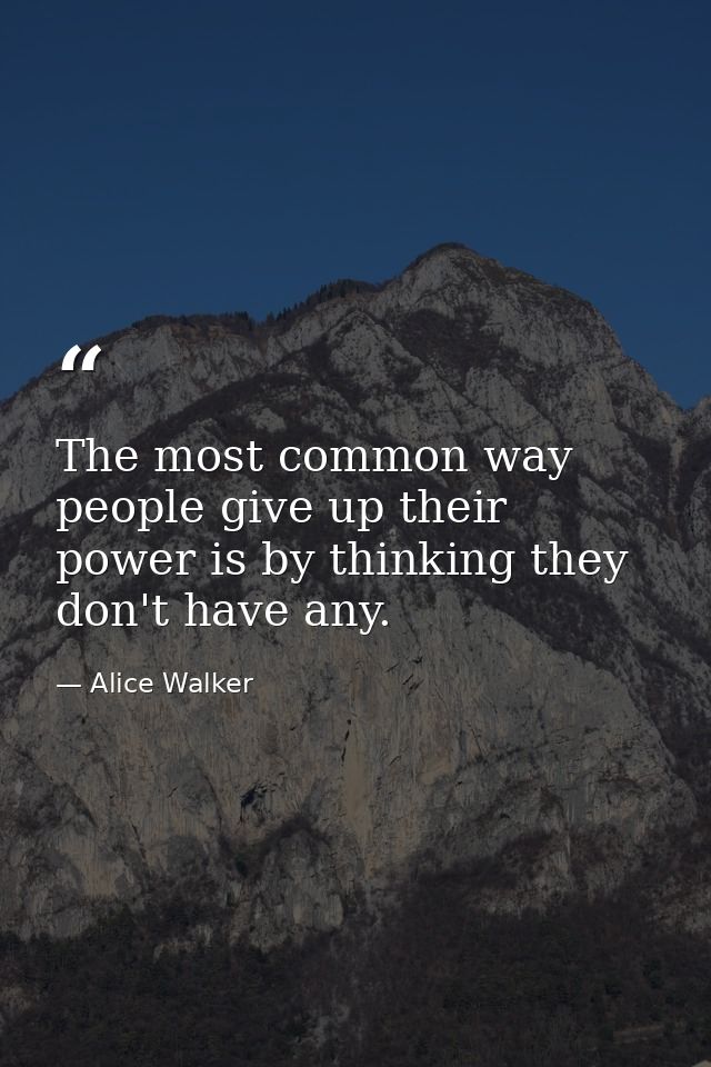 The most common way people give up their power is by thinking they don't have any. — Alice Walker