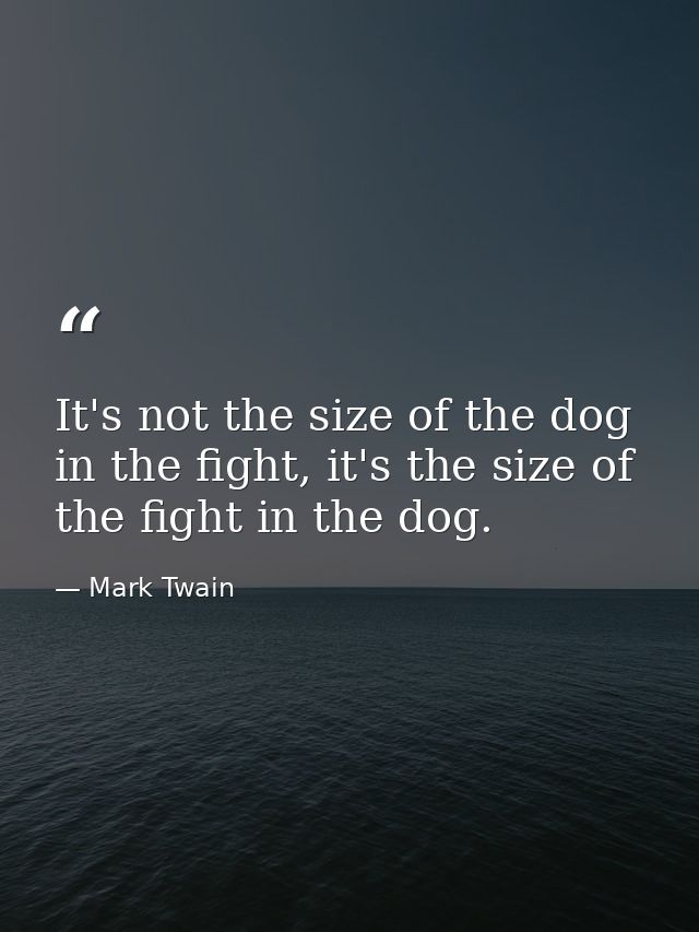 It's not the size of the dog in the fight, it's the size of the fight in the dog. — Mark Twain