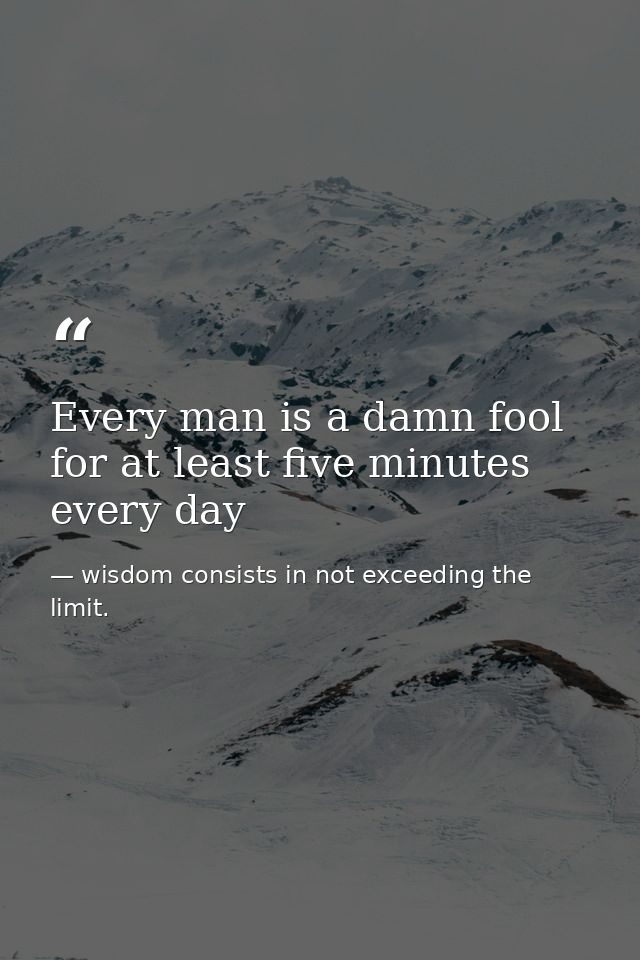 Every man is a damn fool for at least five minutes every day — wisdom consists in not exceeding the limit.