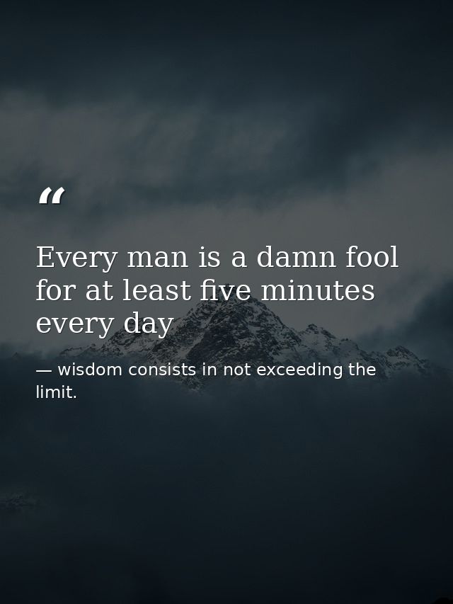 Every man is a damn fool for at least five minutes every day — wisdom consists in not exceeding the limit.