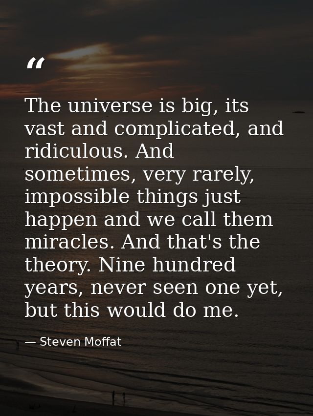 The universe is big, its vast and complicated, and ridiculous. And sometimes, very rarely, impossible things just happen — Steven Moffat