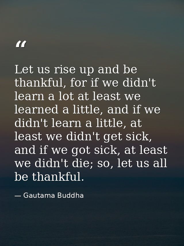 Let us rise up and be thankful, for if we didn't learn a lot at least we learned a little, and if we didn't learn a litt — Gautama Buddha