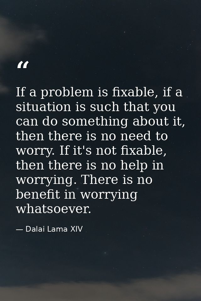 If a problem is fixable, if a situation is such that you can do something about it, then there is no need to worry. If i — Dalai Lama XIV