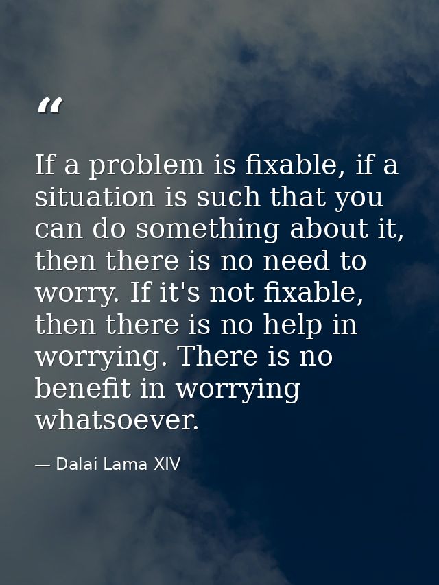If a problem is fixable, if a situation is such that you can do something about it, then there is no need to worry. If i — Dalai Lama XIV