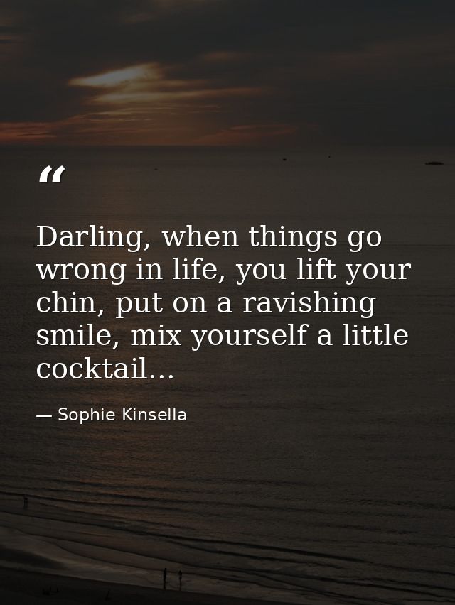 Darling, when things go wrong in life, you lift your chin, put on a ravishing smile, mix yourself a little cocktail... — Sophie Kinsella