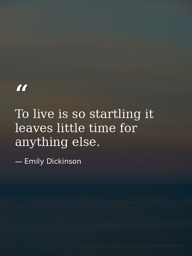 To live is so startling it leaves little time for anything else. — Emily Dickinson