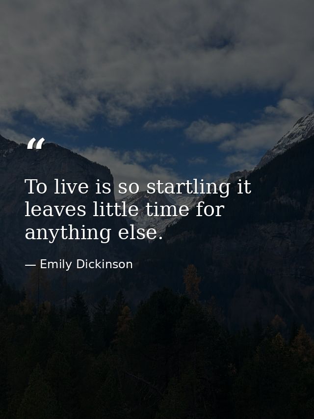 To live is so startling it leaves little time for anything else. — Emily Dickinson