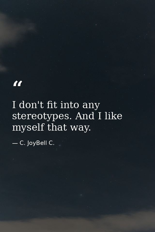 I don't fit into any stereotypes. And I like myself that way. — C. JoyBell C.