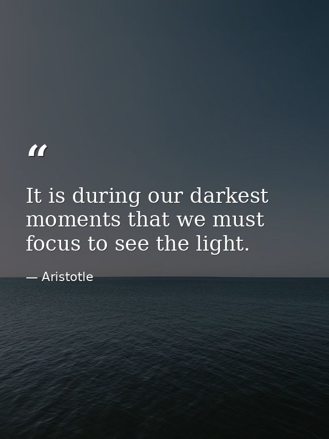 It is during our darkest moments that we must focus to see the light. — Aristotle