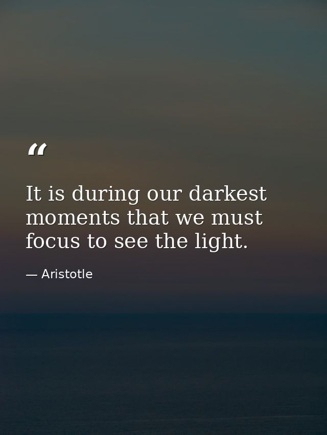 It is during our darkest moments that we must focus to see the light. — Aristotle