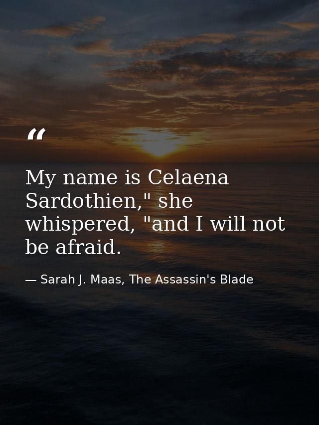 My name is Celaena Sardothien," she whispered, "and I will not be afraid. — Sarah J. Maas, The Assassin's Blade