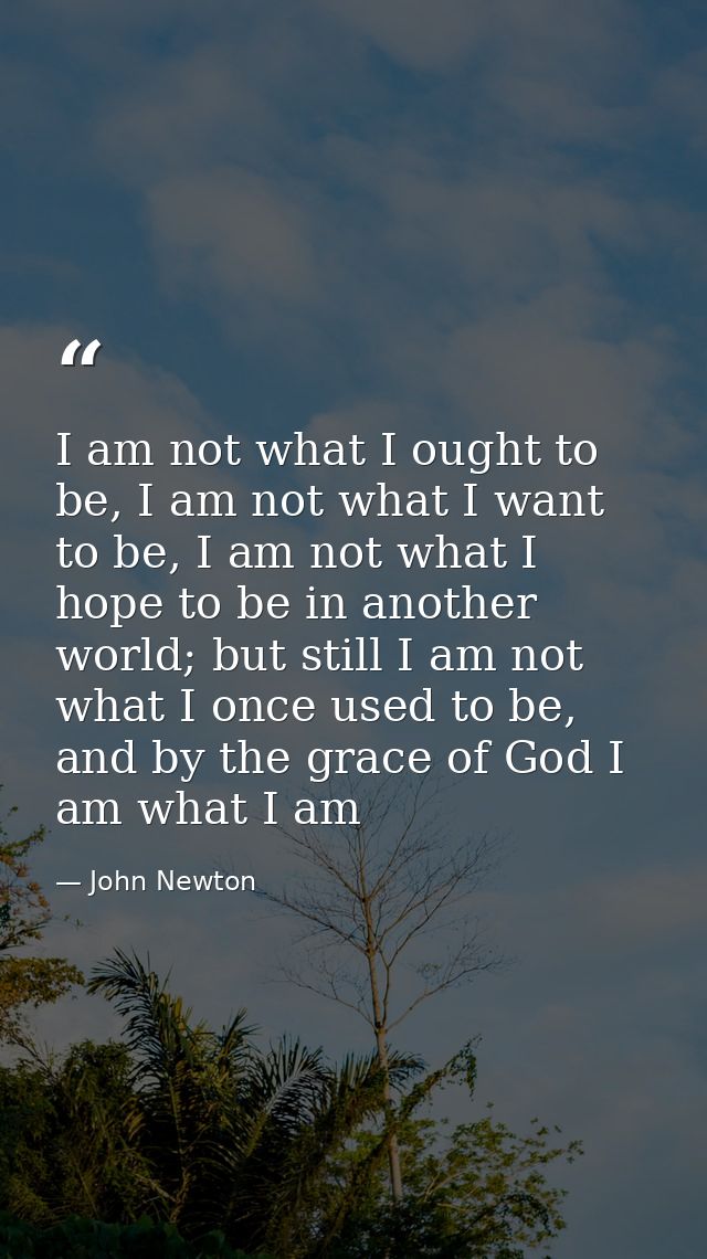 I am not what I ought to be, I am not what I want to be, I am not what I hope to be in another world; but still I am not — John Newton