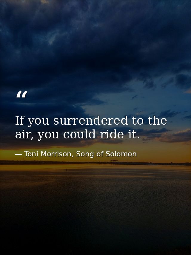 If you surrendered to the air, you could ride it. — Toni Morrison, Song of Solomon