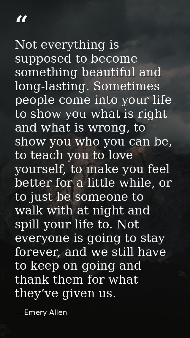 Not everything is supposed to become something beautiful and long-lasting. Sometimes people come into your life to show  — Emery Allen