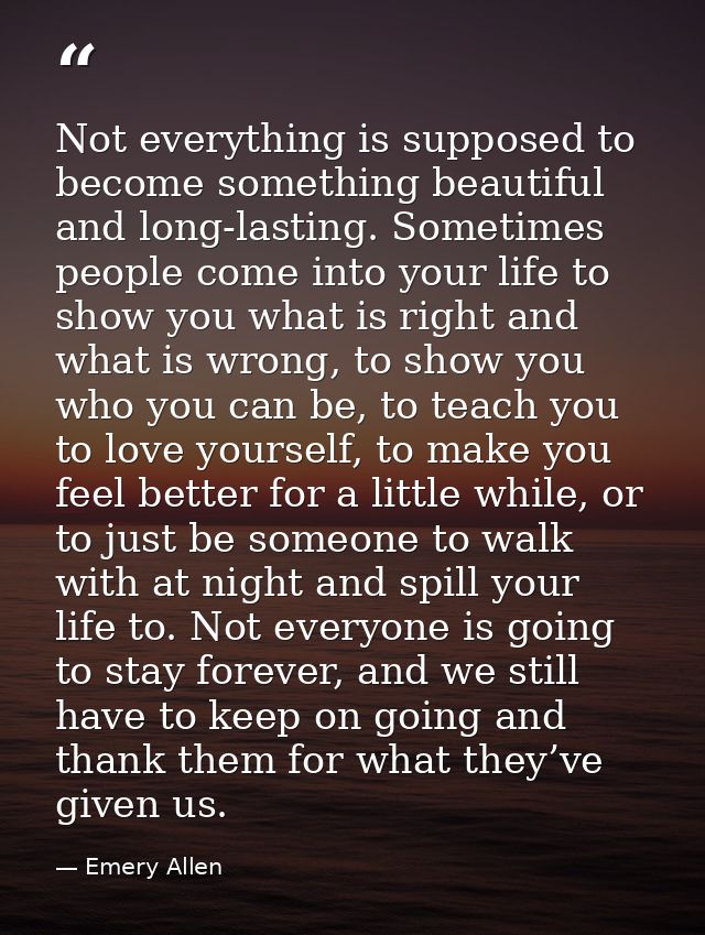 Not everything is supposed to become something beautiful and long-lasting. Sometimes people come into your life to show  — Emery Allen