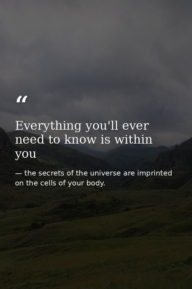 Everything you'll ever need to know is within you — the secrets of the universe are imprinted on the cells of your body.