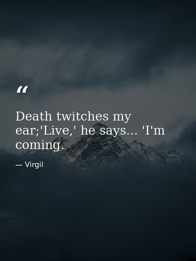 Death twitches my ear;'Live,' he says... 'I'm coming. — Virgil