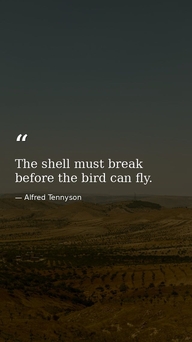 The shell must break before the bird can fly. — Alfred Tennyson