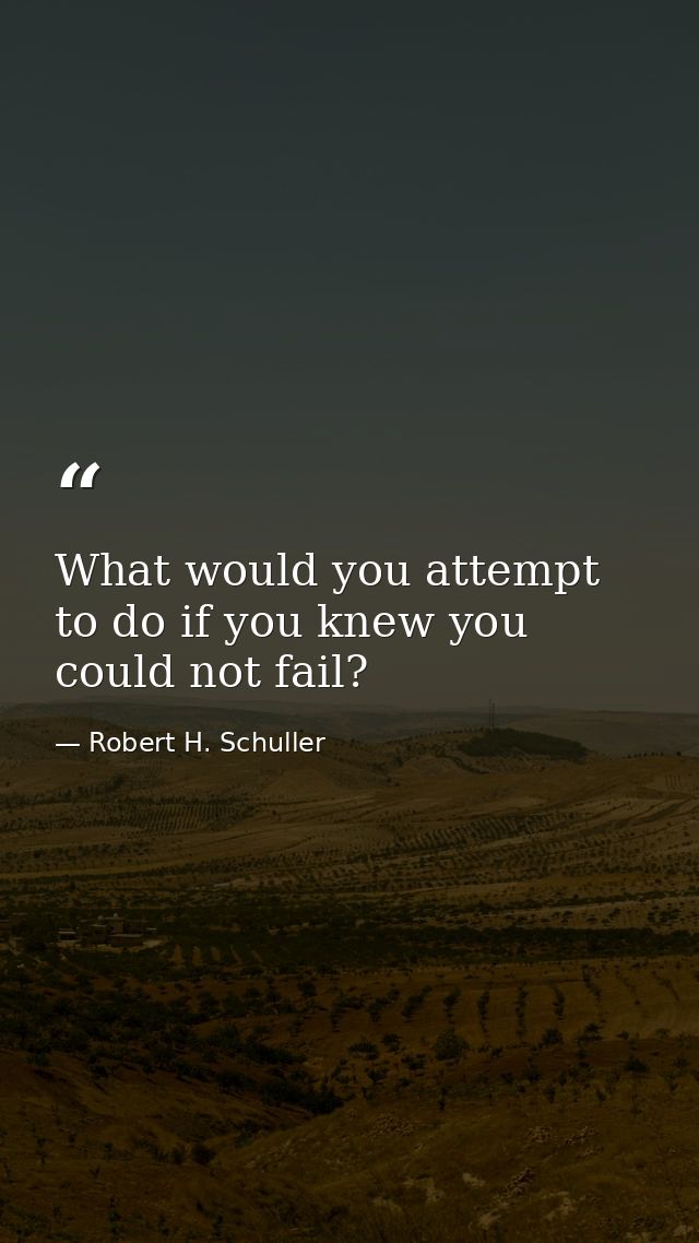 What would you attempt to do if you knew you could not fail? — Robert H. Schuller