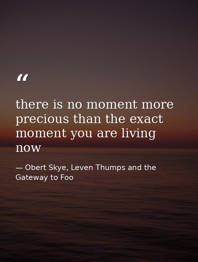 there is no moment more precious than the exact moment you are living now — Obert Skye, Leven Thumps and the Gateway to Foo