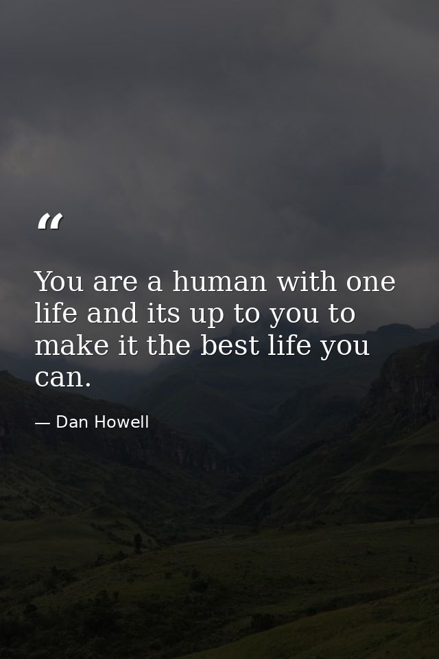 You are a human with one life and its up to you to make it the best life you can. — Dan Howell