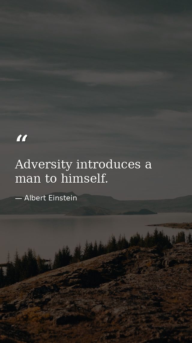 Adversity introduces a man to himself. — Albert Einstein