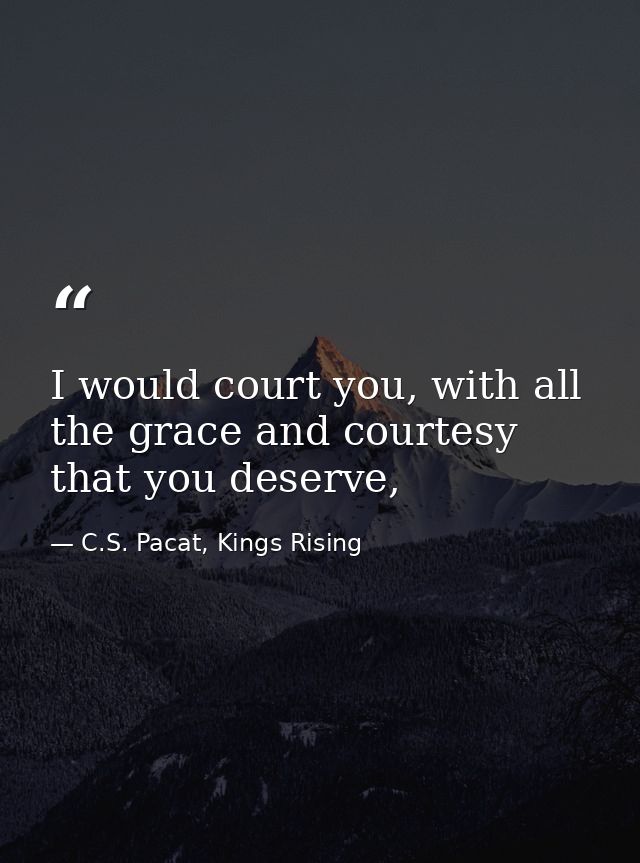 I would court you, with all the grace and courtesy that you deserve, — C.S. Pacat, Kings Rising