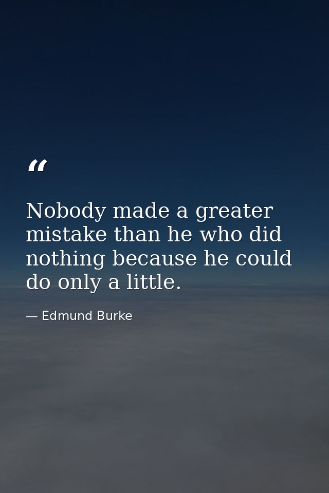 Nobody made a greater mistake than he who did nothing because he could do only a little. — Edmund Burke