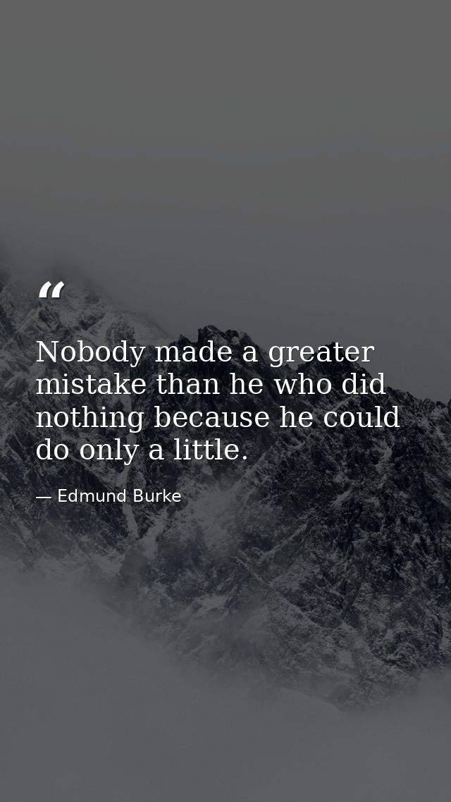 Nobody made a greater mistake than he who did nothing because he could do only a little. — Edmund Burke