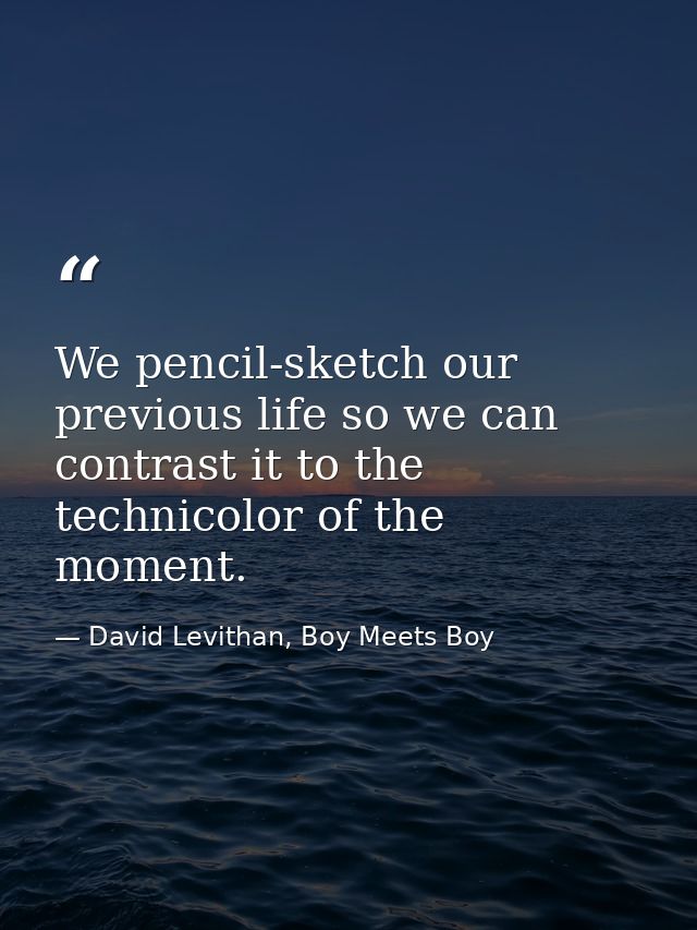 We pencil-sketch our previous life so we can contrast it to the technicolor of the moment. — David Levithan, Boy Meets Boy