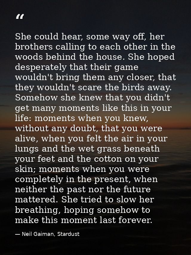 She could hear, some way off, her brothers calling to each other in the woods behind the house. She hoped desperately th — Neil Gaiman, Stardust