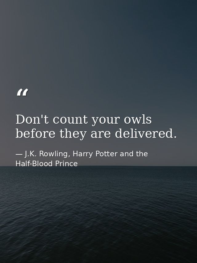 Don't count your owls before they are delivered. — J.K. Rowling, Harry Potter and the Half-Blood Prince