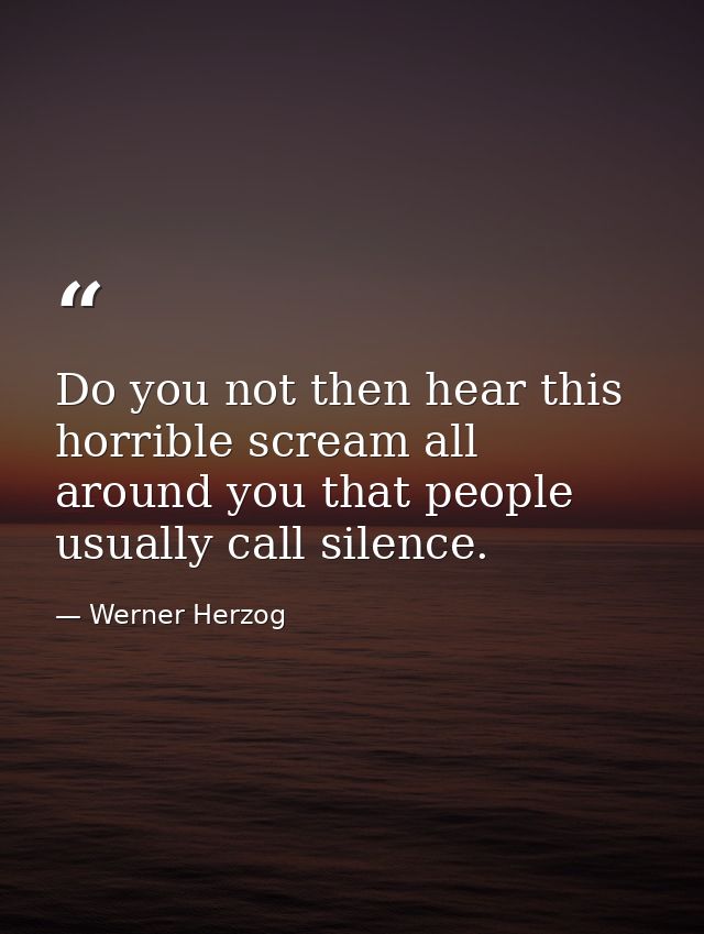 Do you not then hear this horrible scream all around you that people usually call silence. — Werner Herzog