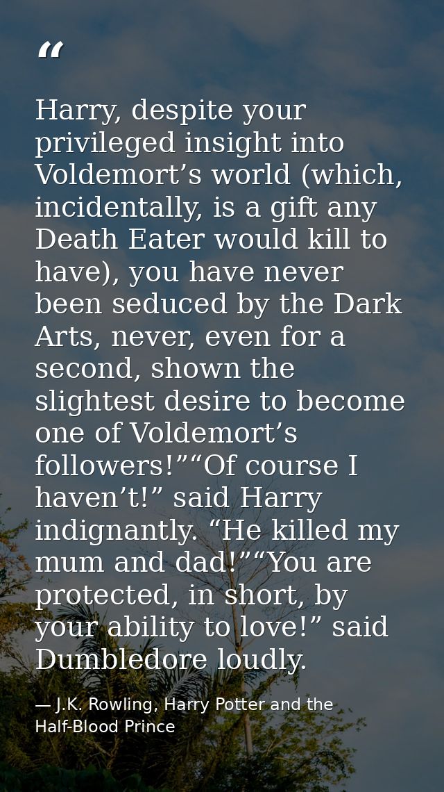 Harry, despite your privileged insight into Voldemort’s world (which, incidentally, is a gift any Death Eater would kill — J.K. Rowling, Harry Potter and the Half-Blood Prince