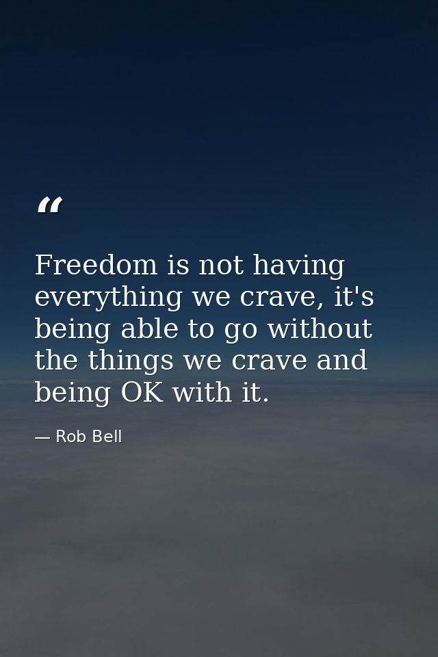 Freedom is not having everything we crave, it's being able to go without the things we crave and being OK with it. — Rob Bell