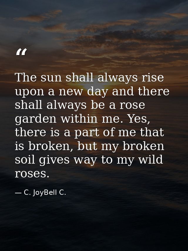 The sun shall always rise upon a new day and there shall always be a rose garden within me. Yes, there is a part of me t — C. JoyBell C.