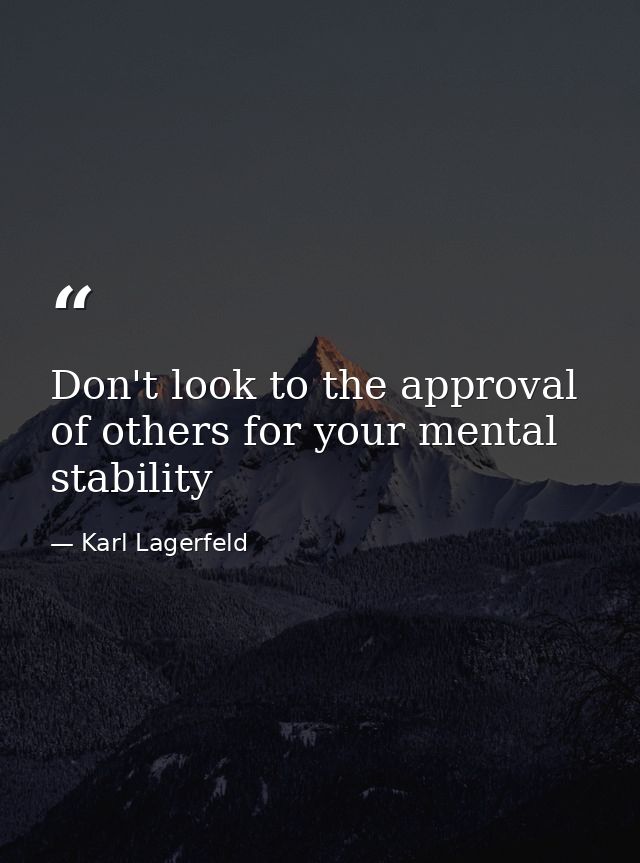 Don't look to the approval of others for your mental stability — Karl Lagerfeld