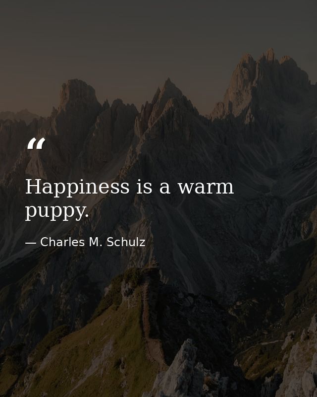 Happiness is a warm puppy. — Charles M. Schulz