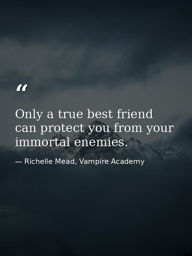 Only a true best friend can protect you from your immortal enemies. — Richelle Mead, Vampire Academy