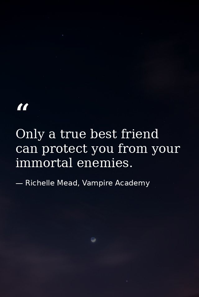 Only a true best friend can protect you from your immortal enemies. — Richelle Mead, Vampire Academy