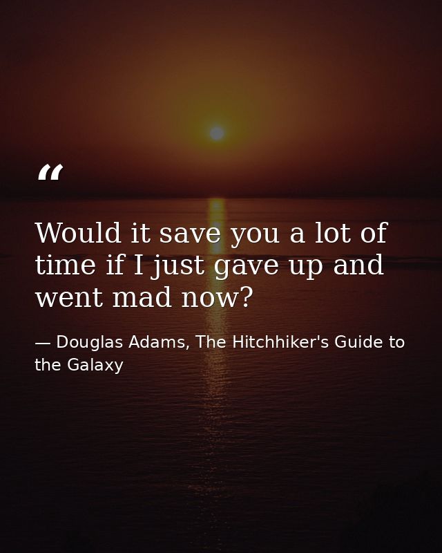 Would it save you a lot of time if I just gave up and went mad now? — Douglas Adams, The Hitchhiker's Guide to the Galaxy