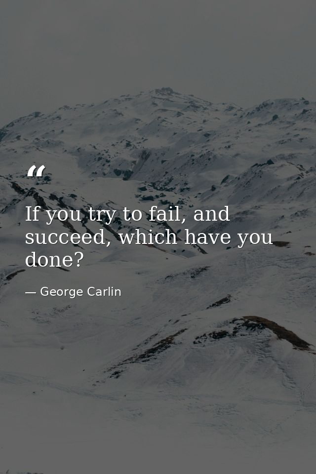 If you try to fail, and succeed, which have you done? — George Carlin