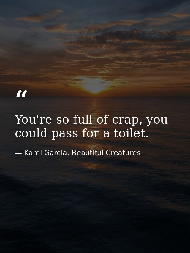 You're so full of crap, you could pass for a toilet. — Kami Garcia, Beautiful Creatures