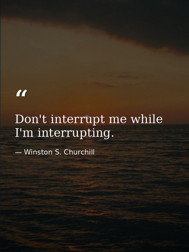 Don't interrupt me while I'm interrupting. — Winston S. Churchill