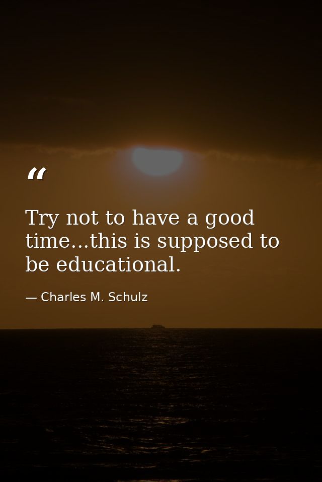 Try not to have a good time...this is supposed to be educational. — Charles M. Schulz