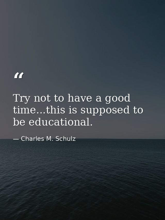 Try not to have a good time...this is supposed to be educational. — Charles M. Schulz